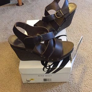 Nine West wedge sandals NIB 7 M Brown